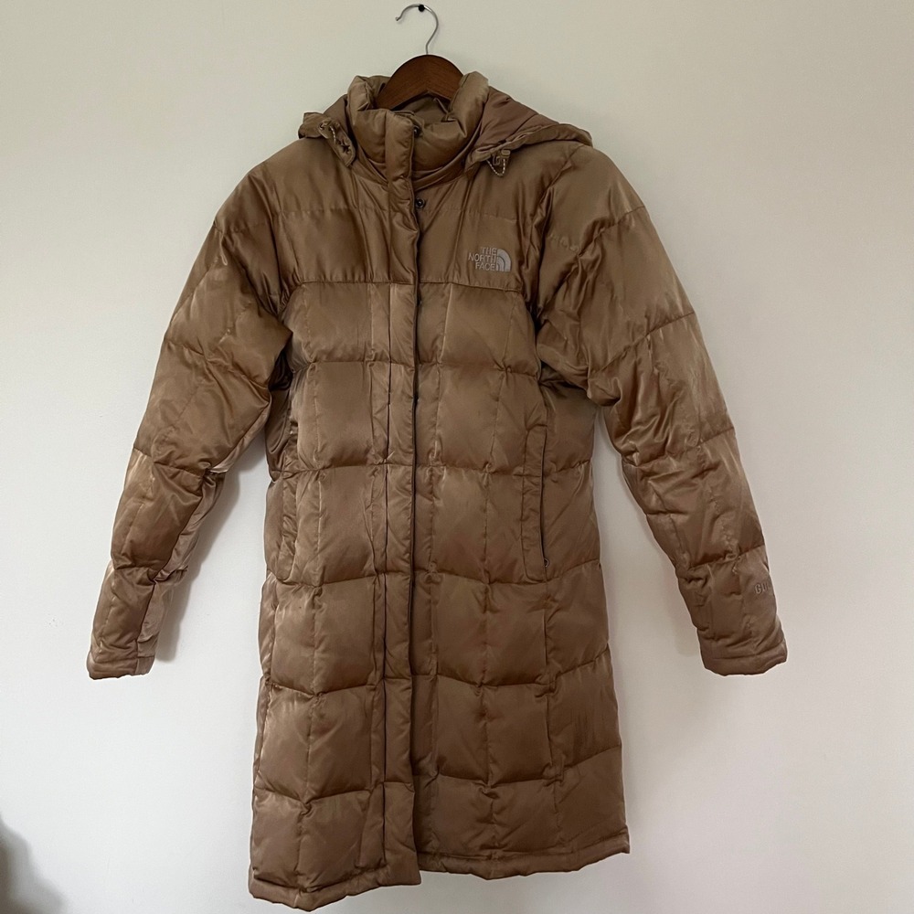 The North Face Metropolis Parka 600 Long Puffer Jacket Metallic Taupe Womens M